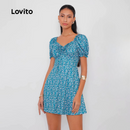 Vestido Feminino Curto Lovito – Manga Curta e Estampa Floral
