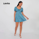 Vestido Feminino Curto Lovito – Manga Curta e Estampa Floral