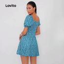 Vestido Feminino Curto Lovito – Manga Curta e Estampa Floral