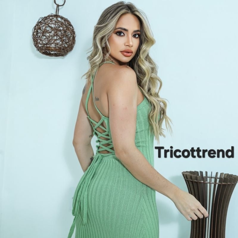 ✨ Vestido Midi Trançado nas Costas – Tricot Modal Premium | Coleção Verão 2026 ✨