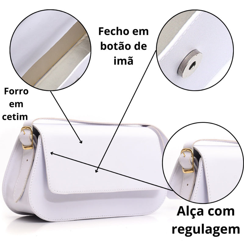 ✨ Bolsa Baguete Helena Feminina em Couro Ecológico ✨