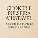 ✨Conjunto Feminino Choker e Pulseira Ajustável Reto Liso
