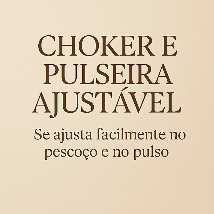 ✨Conjunto Feminino Choker e Pulseira Ajustável Reto Liso