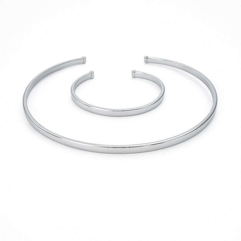 ✨Conjunto Feminino Choker e Pulseira Ajustável Reto Liso