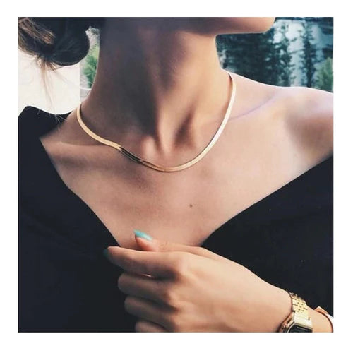 Gargantilha Choker Colar Feminino Fita Laminada Banhada