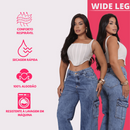 👖Calça Jeans Wide Leg Cargo Feminina