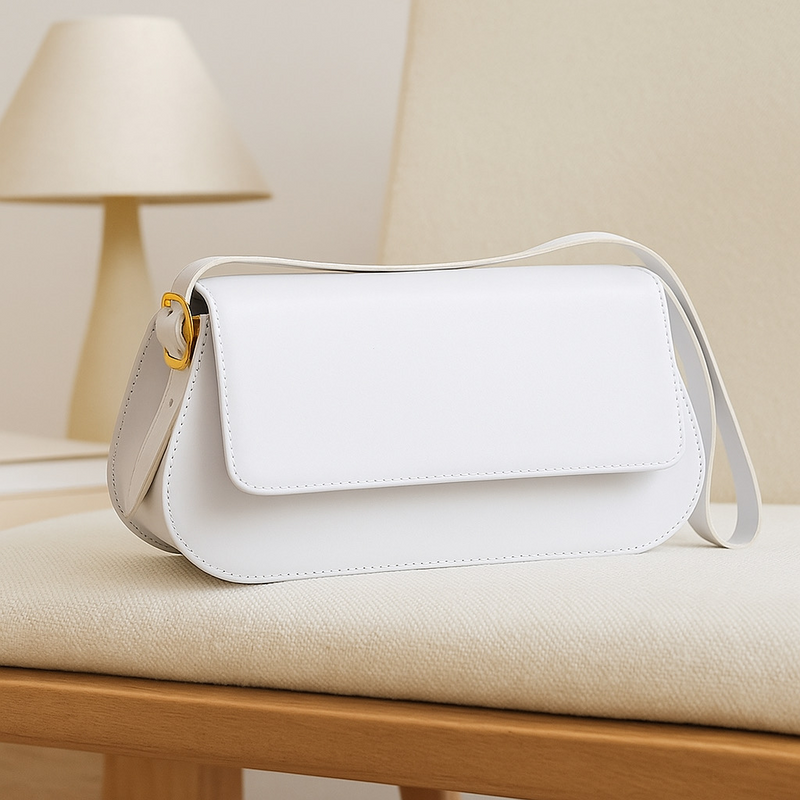 ✨ Bolsa Baguete Helena Feminina em Couro Ecológico ✨